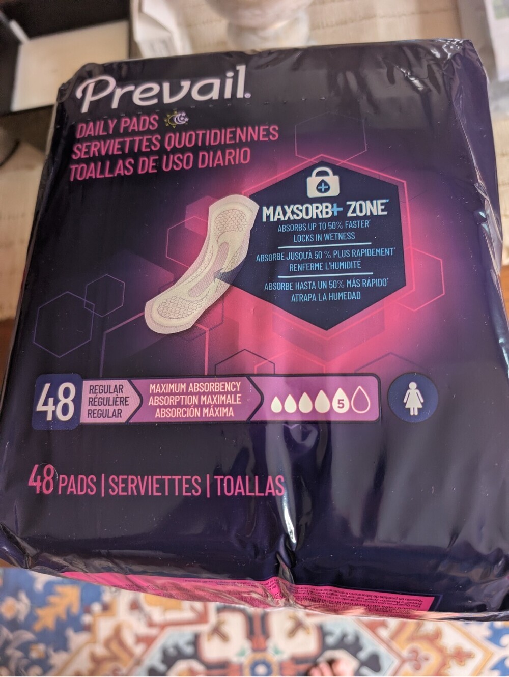 Prevail Daily Incontinent Pad 13"LengthMaximum, 48 ct